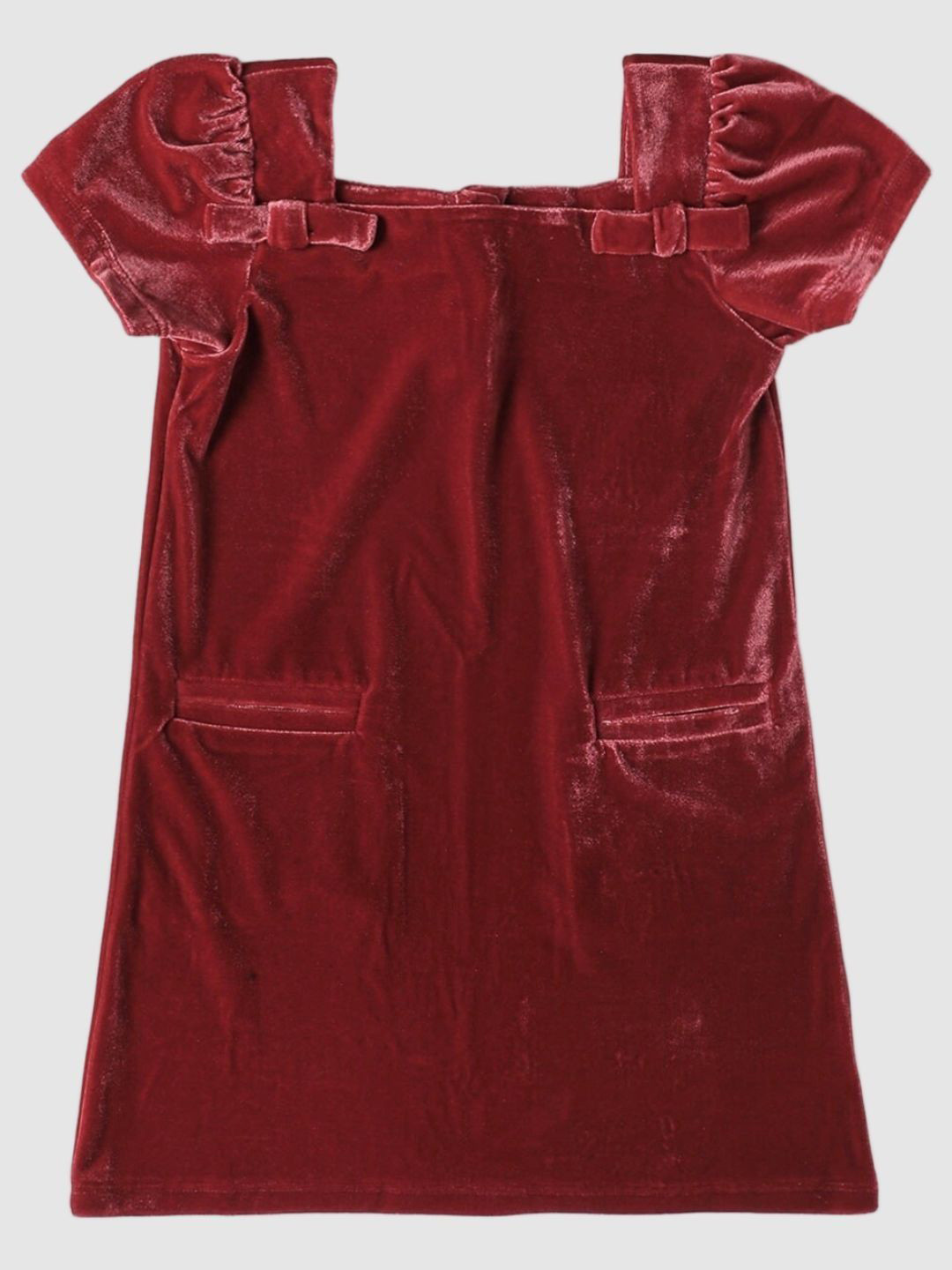 GAP Infant Girls Velour Square Neck A-Line Dress With Puff Sleeve