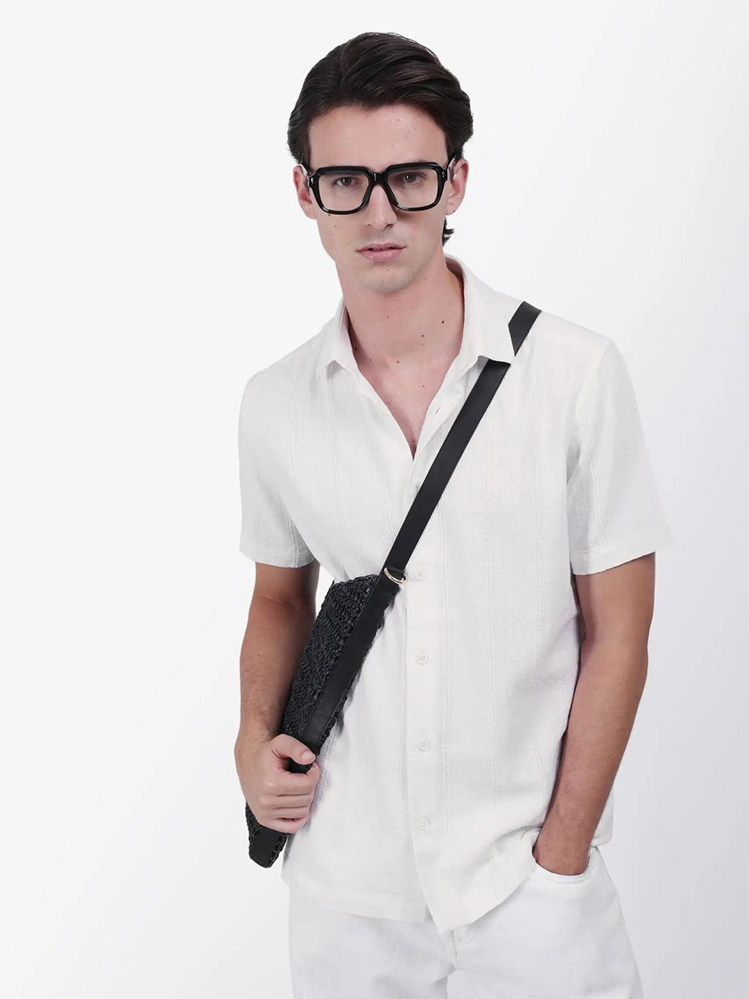 RARE RABBIT Vertical Striped Spread Collar Cotton Casual Shirt