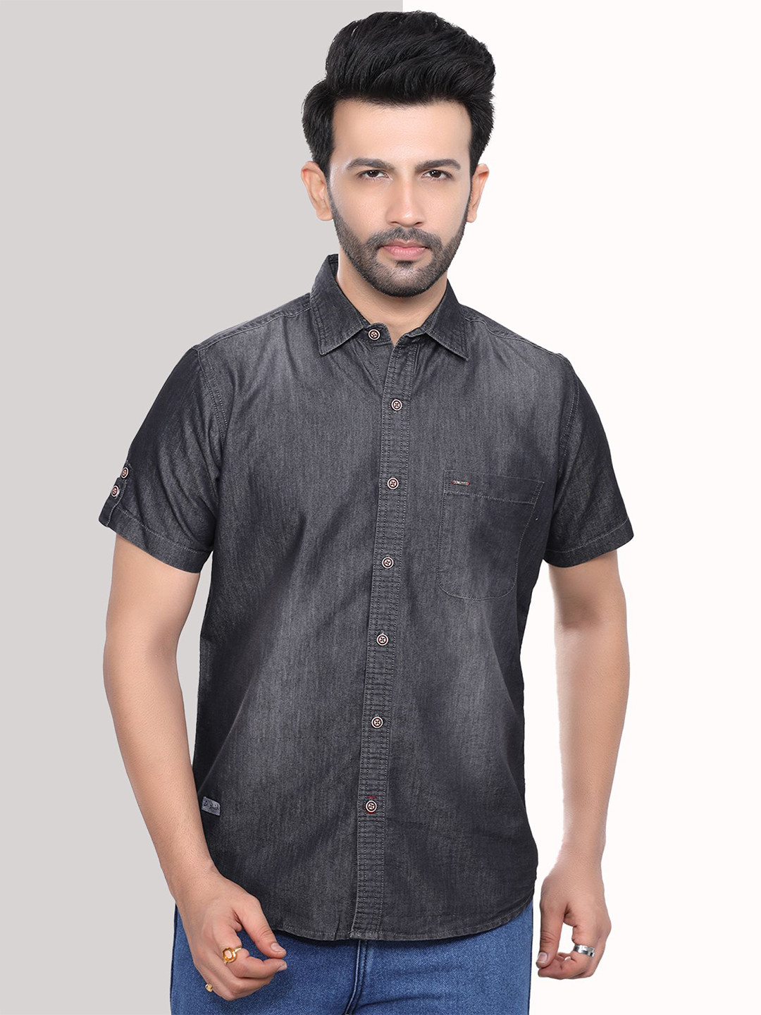 D Finish Smart Denim Half Sleeve Casual Shirt