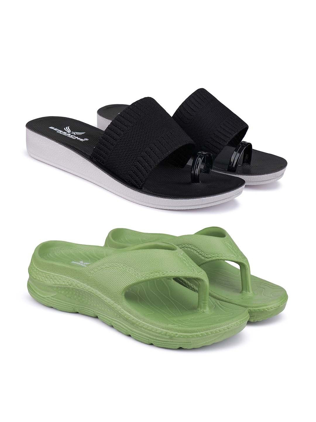 BERSACHE Women Set Of 2 Thong Flip Flops & Flats