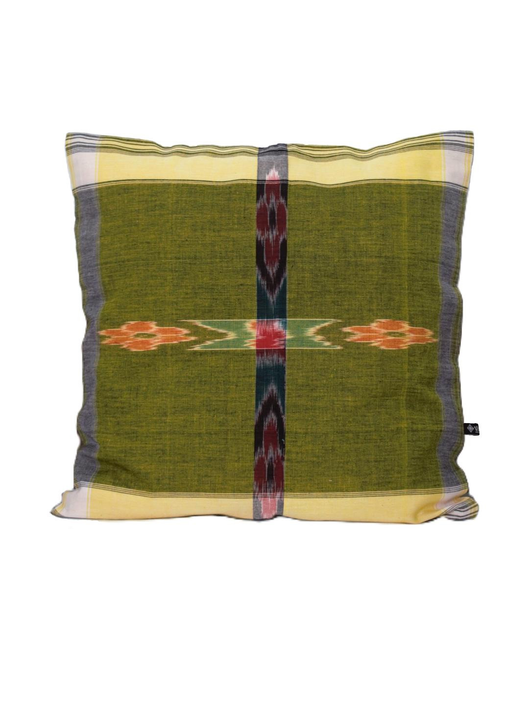 VibhKala Olive Green & Yellow Square Cushion Covers