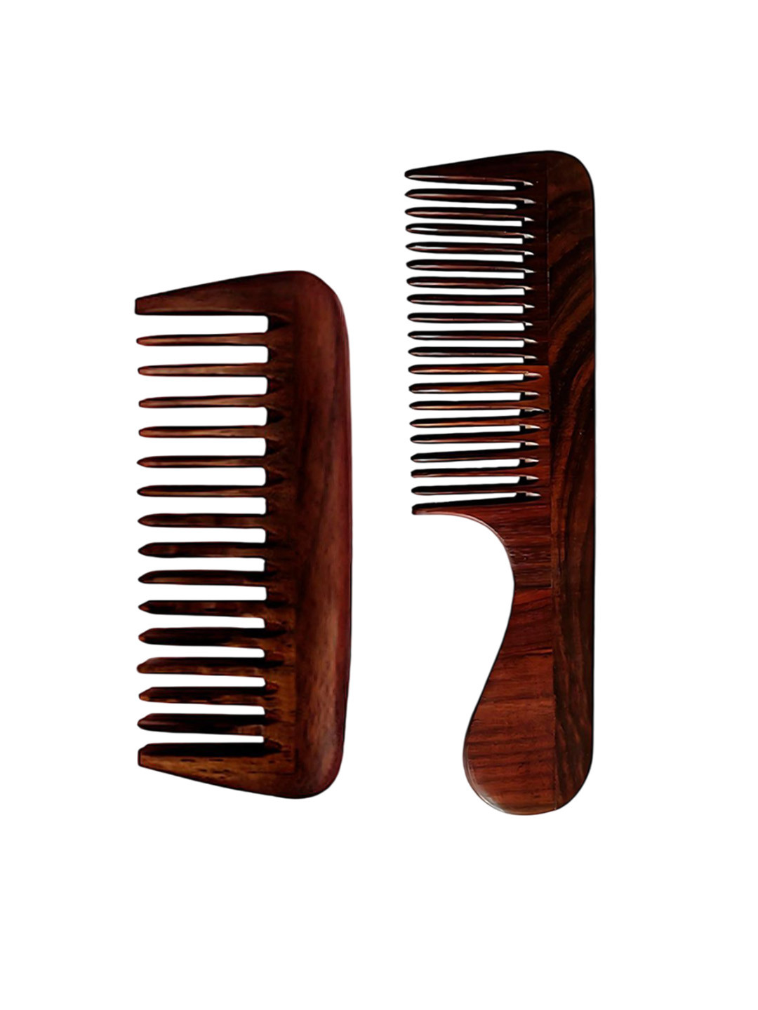 RUFIYS Set Of 2 Rosewood Wooden Comb For Hair Growth & Dandruff Brown