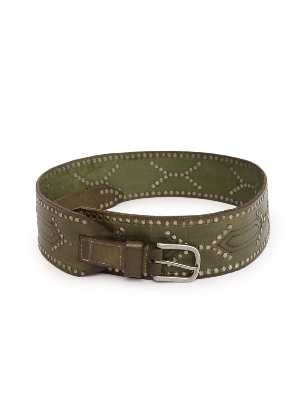 ART N VINTAGE Women Checked Leather Belt