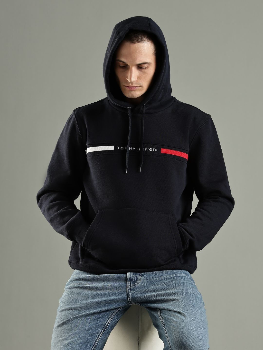 Tommy Hilfiger Europe Hooded Embroidered Logo Pullover Sweatshirt
