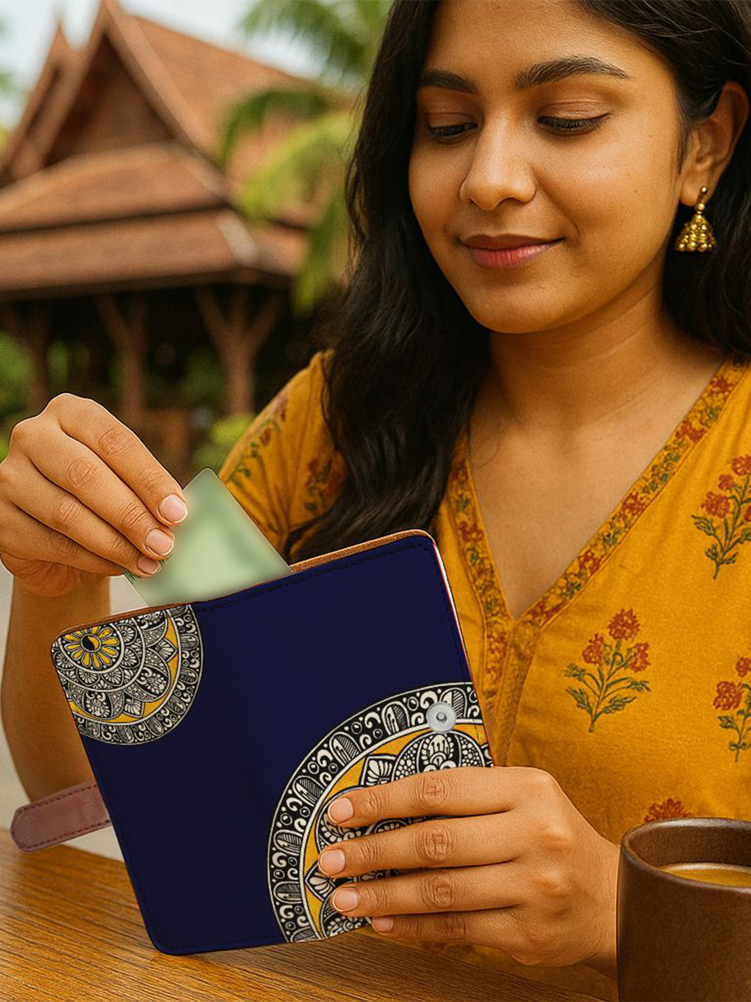 Kalankit Floral Printed Bi-Fold Passport Holder