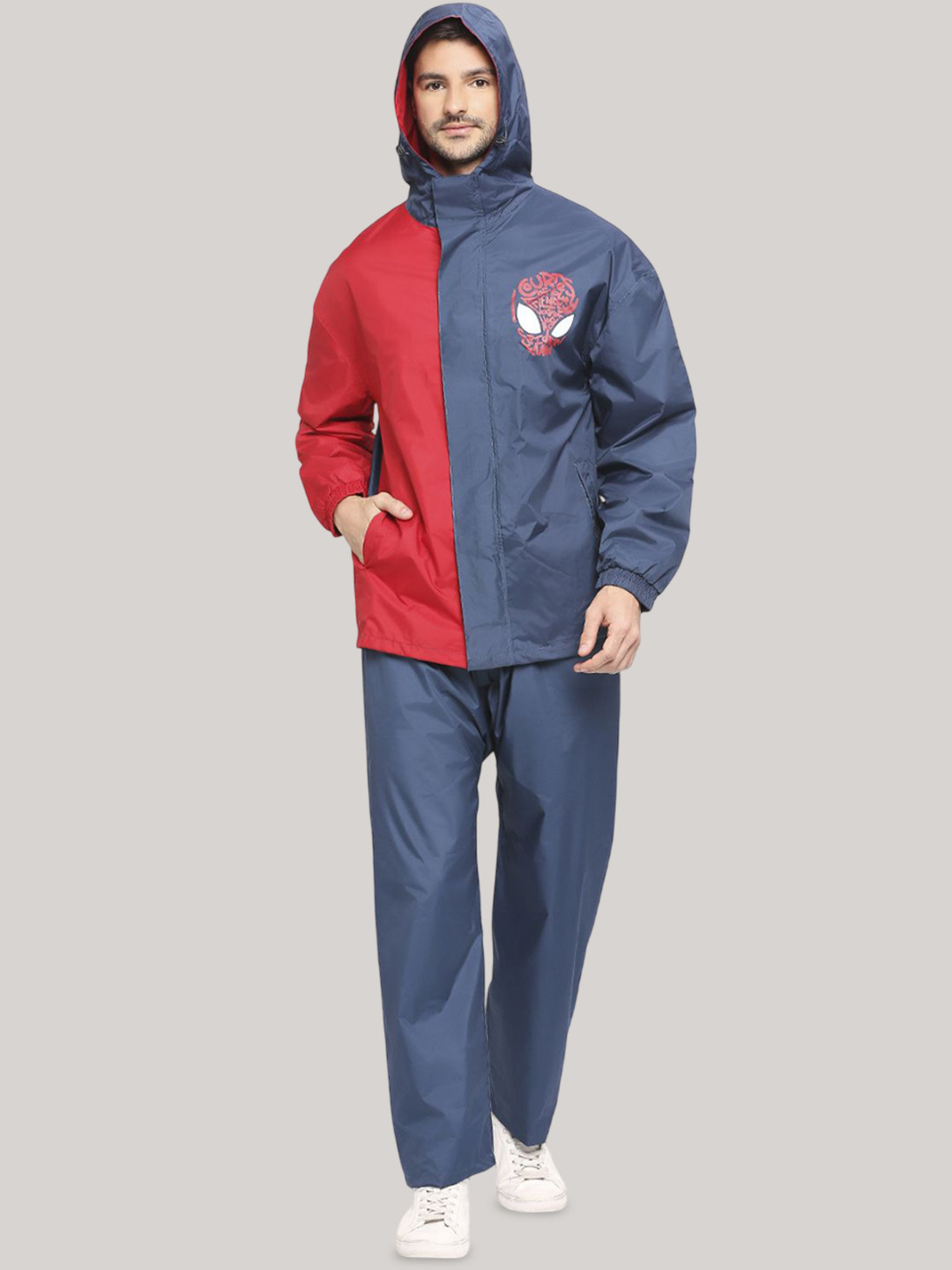 Citizen Colourblocked Hooded Double Layered Waterproof Rain Jacket