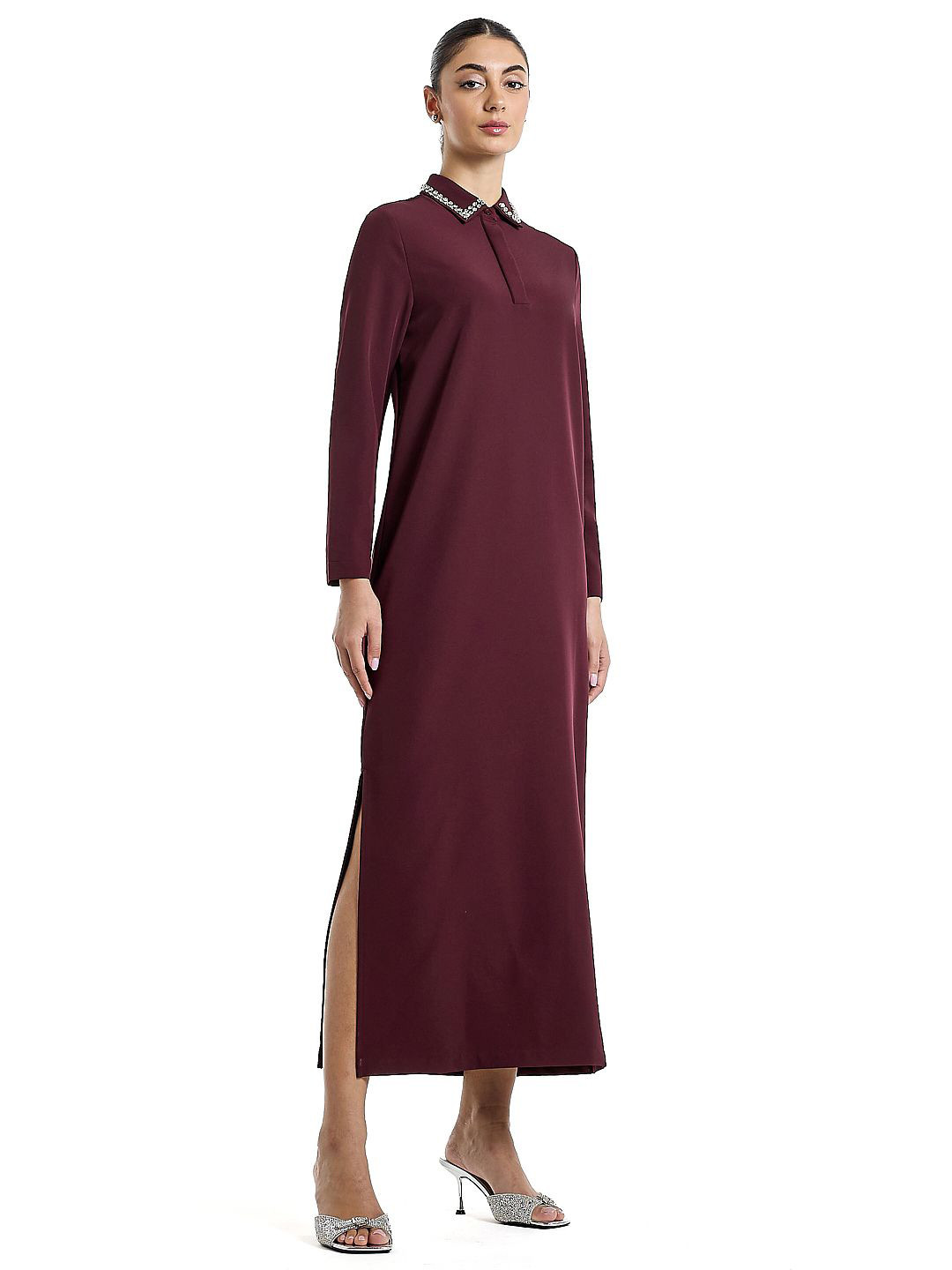 BCBG Women Shirt Collar Shift Midi Dress