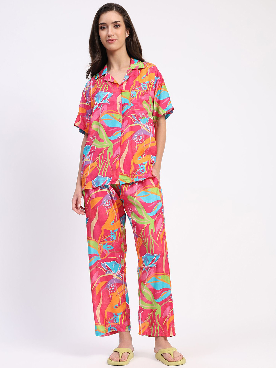 Global Republic Women Printed Shirt & Pyjamas Organic Cotton Night suit