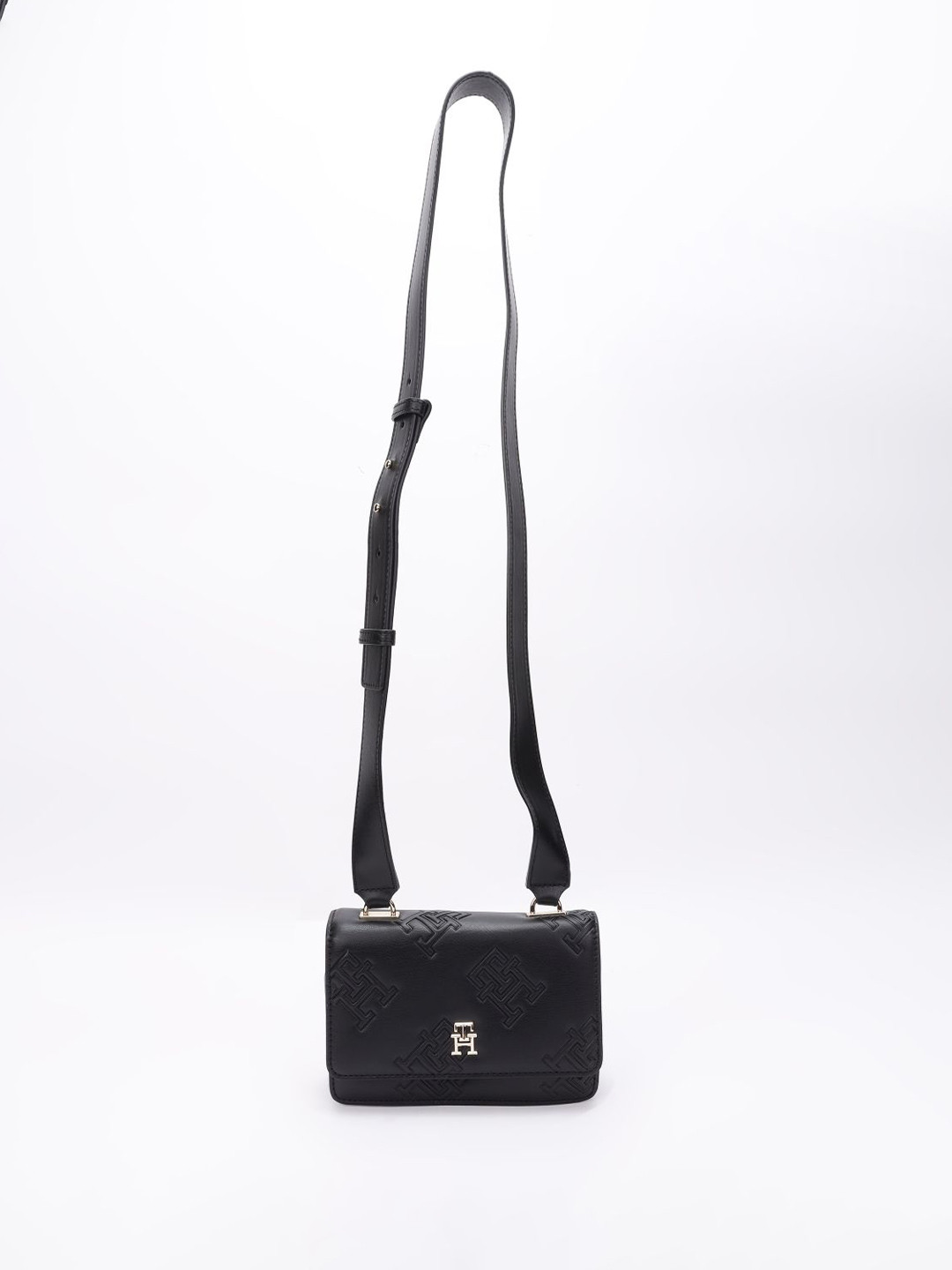 Tommy Hilfiger Brand Logo Printed PU Oversized Structured Sling Bag