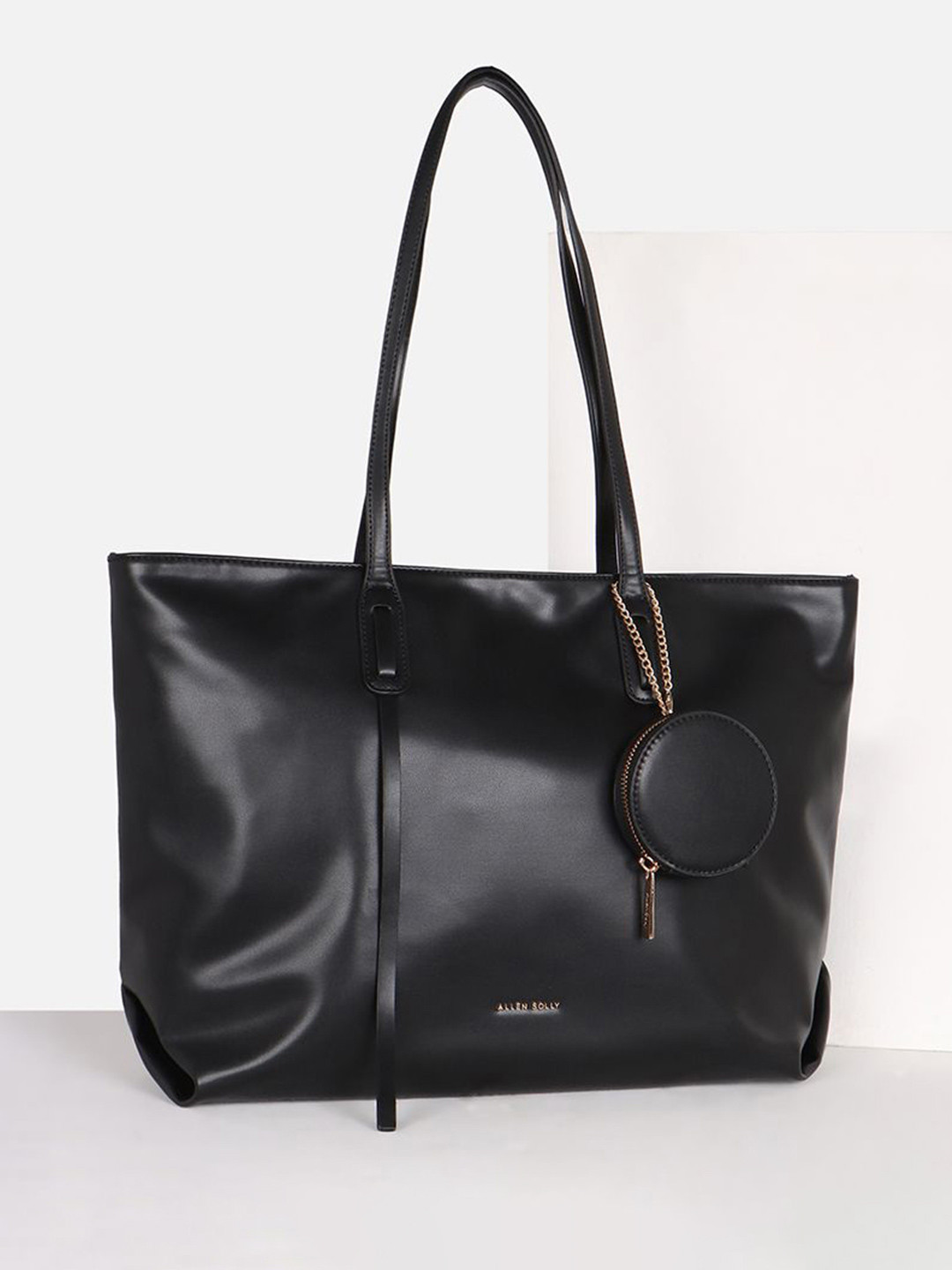 Allen Solly Woman Solid Structured Cut Work Shoulder Bag with Pouch