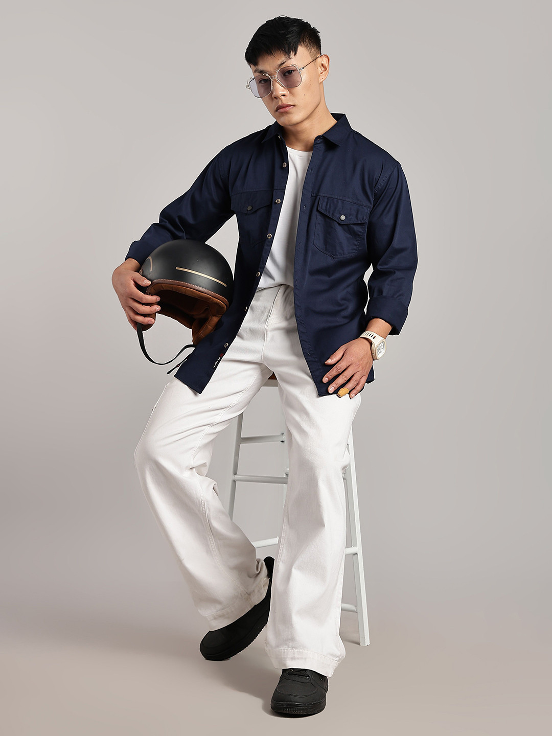 7TH LEGION Smart Cargo Cotton Regular Fit Spread Collar Casual Shirt