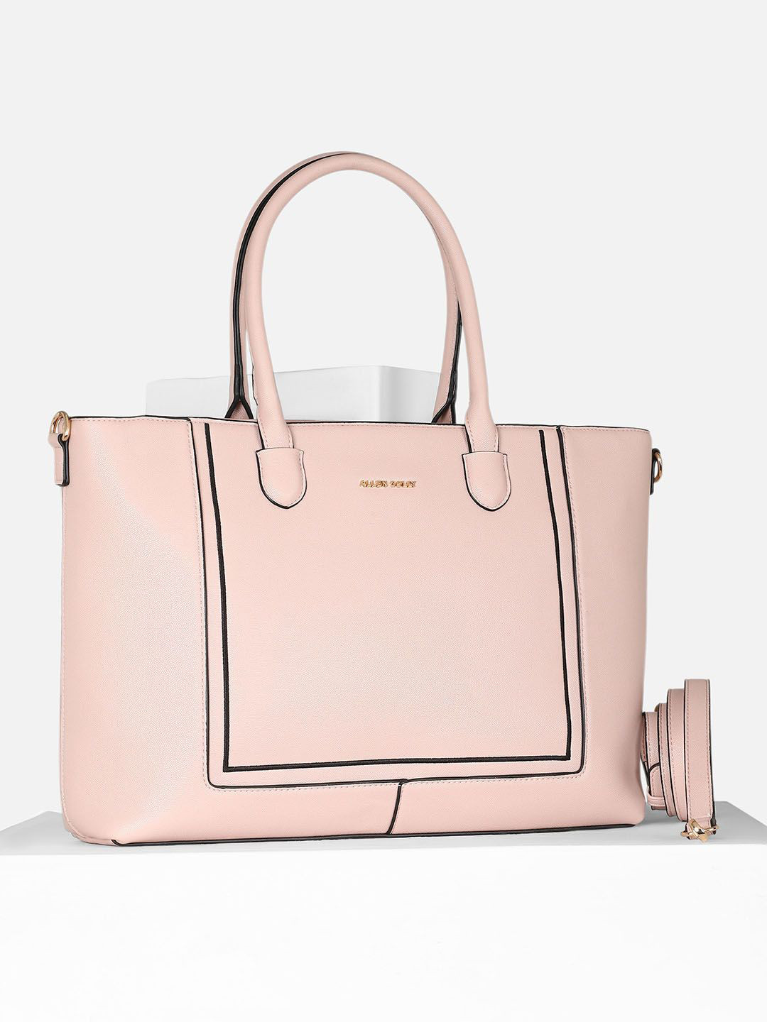 Allen Solly Woman Solid Structured Tasselled Shoulder Bag
