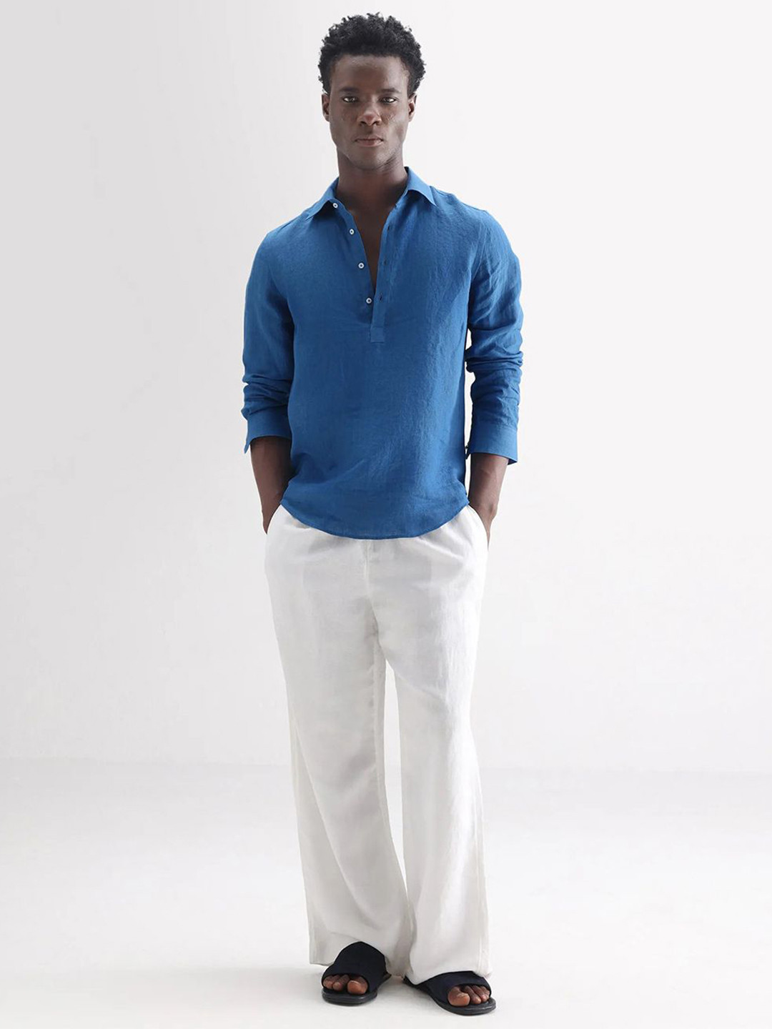 RARE RABBIT Kurts Primary Comfort Linen Casual Shirt