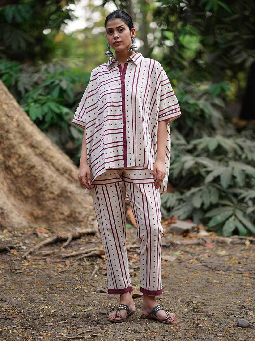 Chidiyaa Whistling Woods Polka Dots Printed Flared Sleeve Pure Cotton Shirt Style Top