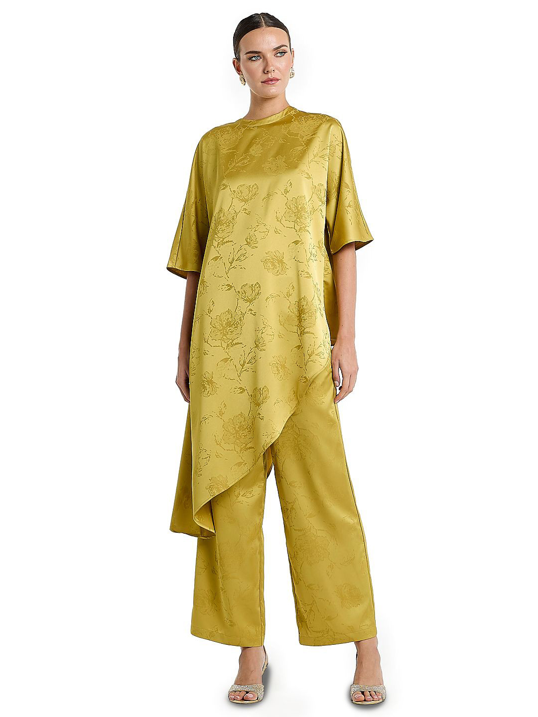 BCBG BCMS25TP061 Women Floral Printed Longline Top