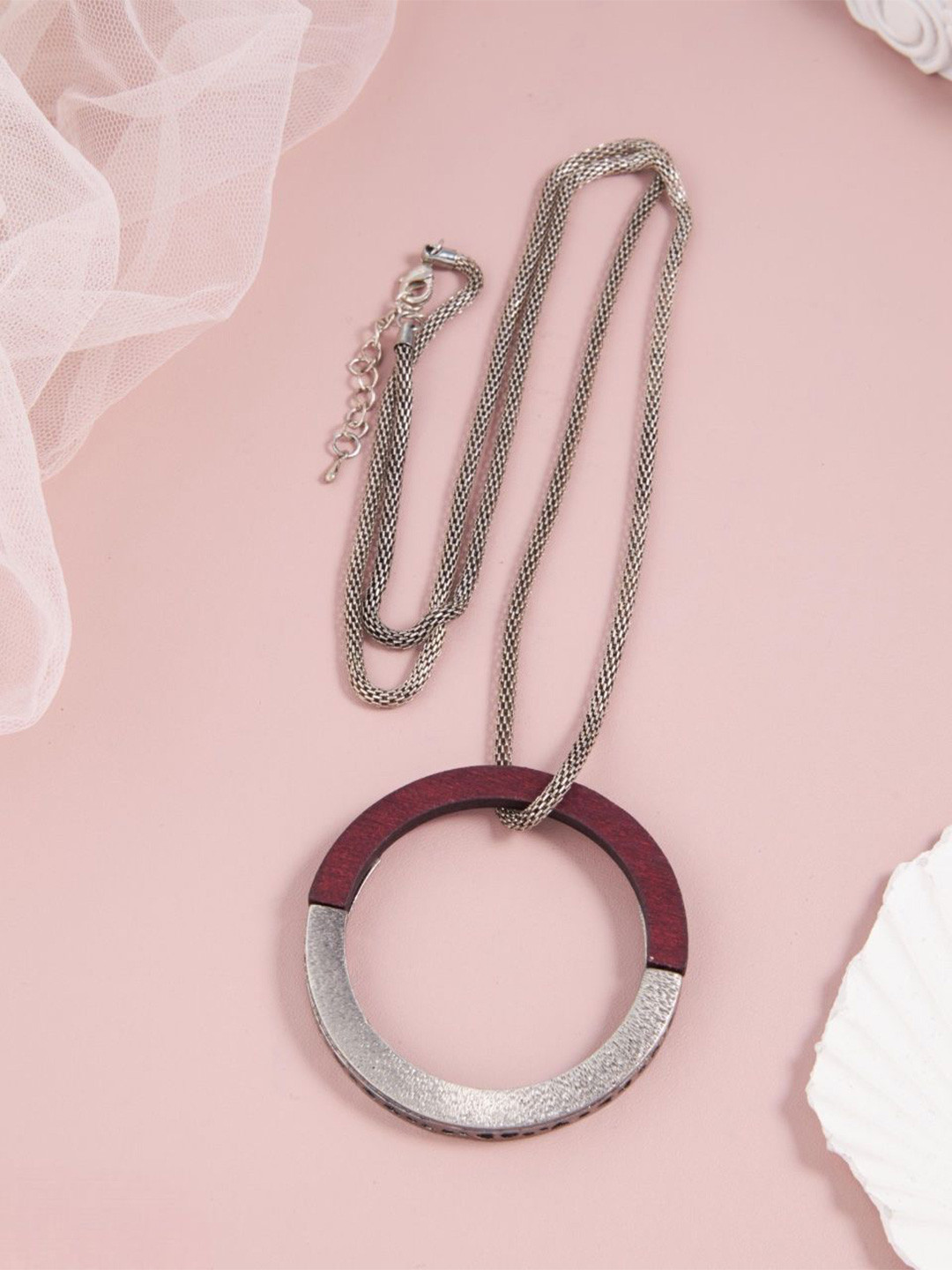 GC PREMIUM JEWELLERY Stainless Steel Circular Wooden Pendant With Chains