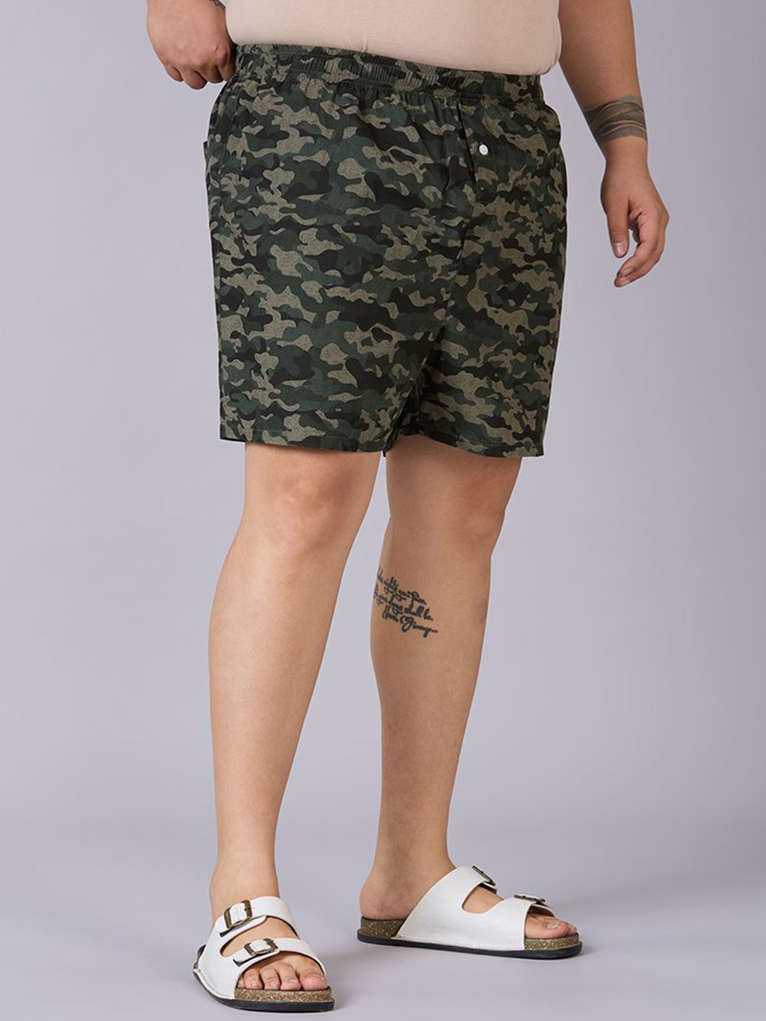 UNSIZED Men Plus Size Printed Pure Cotton Boxer USBX-125-BX014-PR01-GREEN