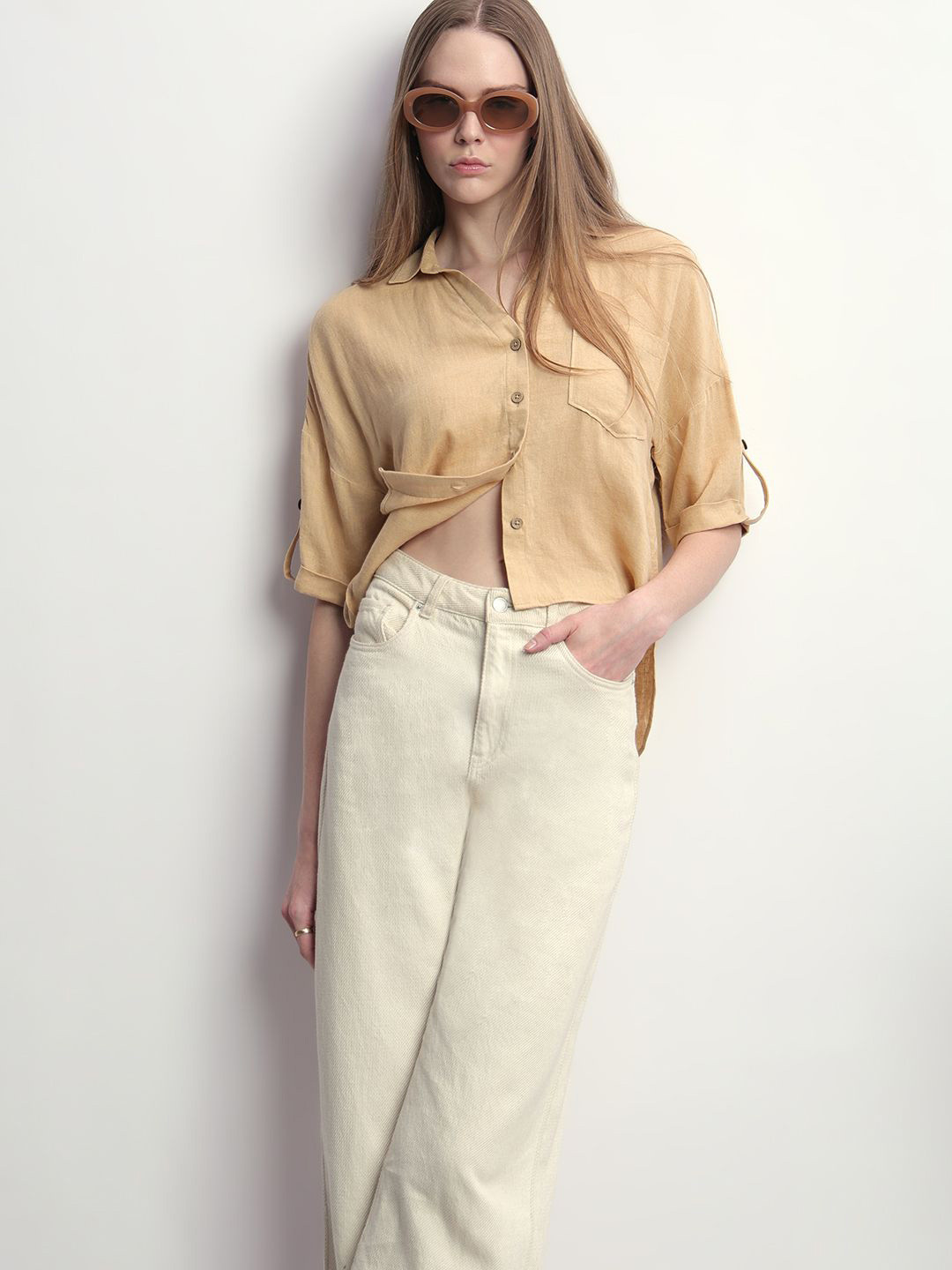 Vero Moda VM Bonita Spread Collar Roll-Up Sleeves Shirt