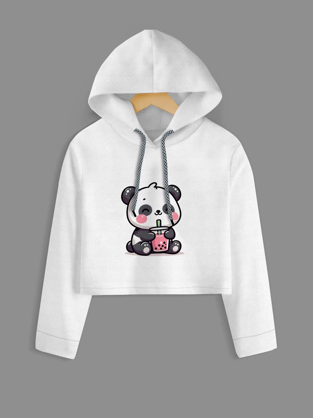 TOXICFASHION Print Hooded Cotton Crop Top