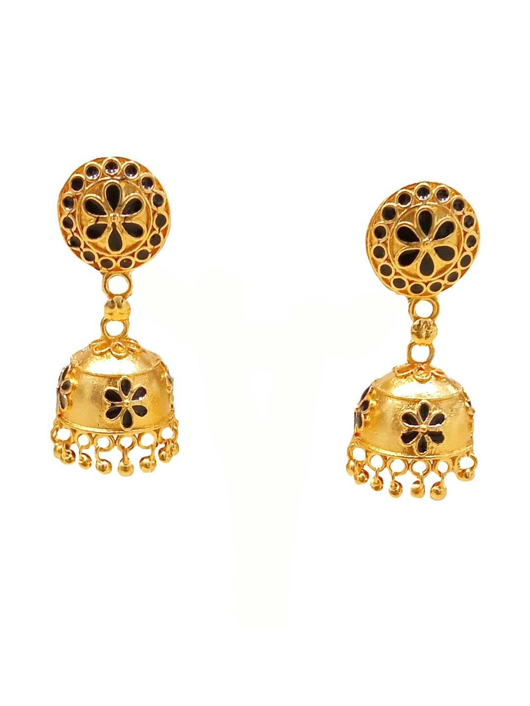 Balaji Women's Gold Spherical Jhumkas Earrings