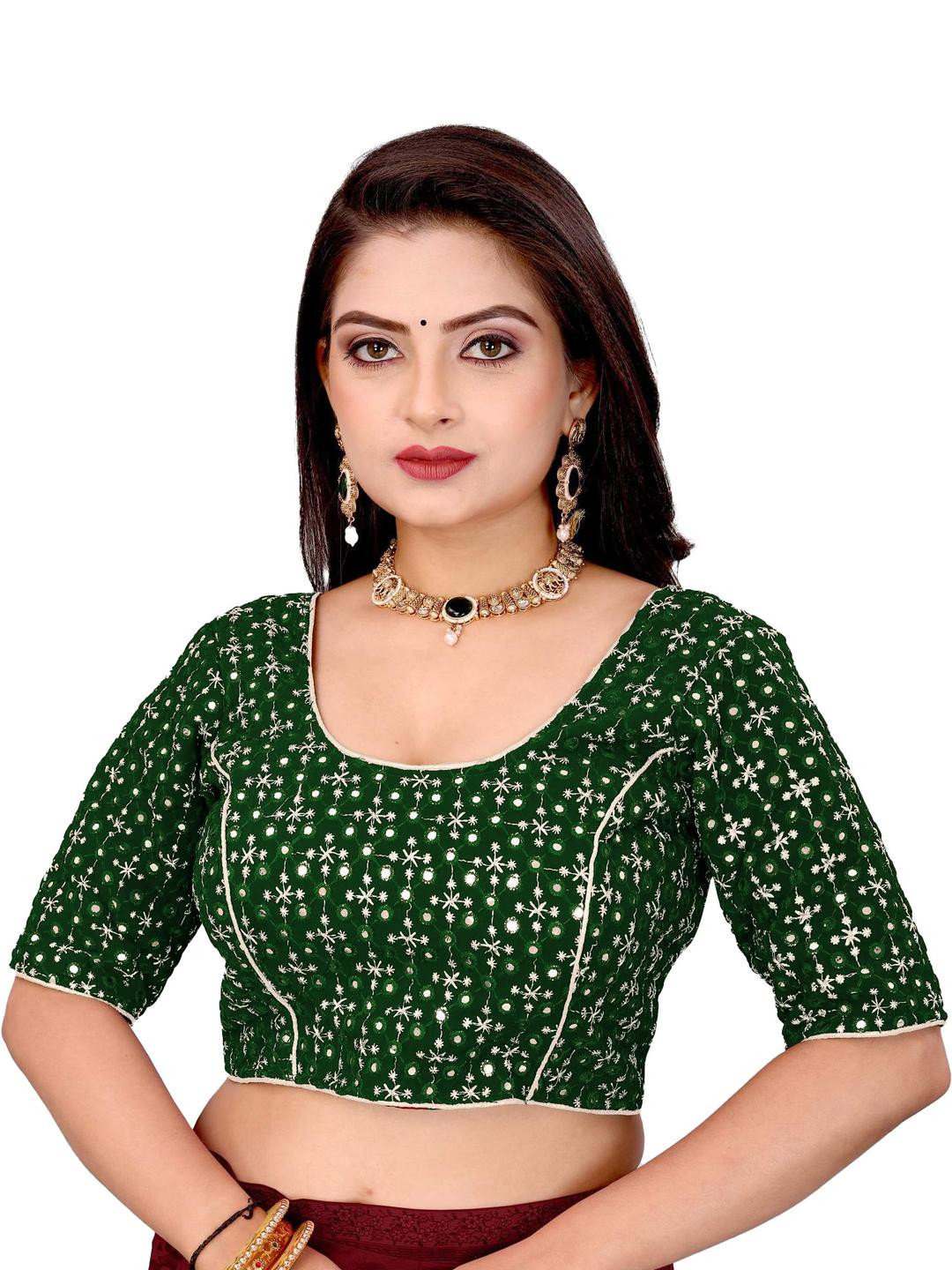 PU Fashion Women Mirror Work Zari Embroidery Blouse