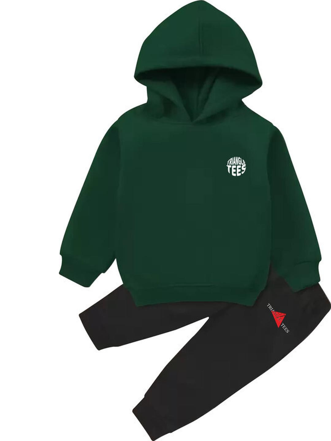 TRIANGLETEES Kids Boys Printed Green Hood &Trousers