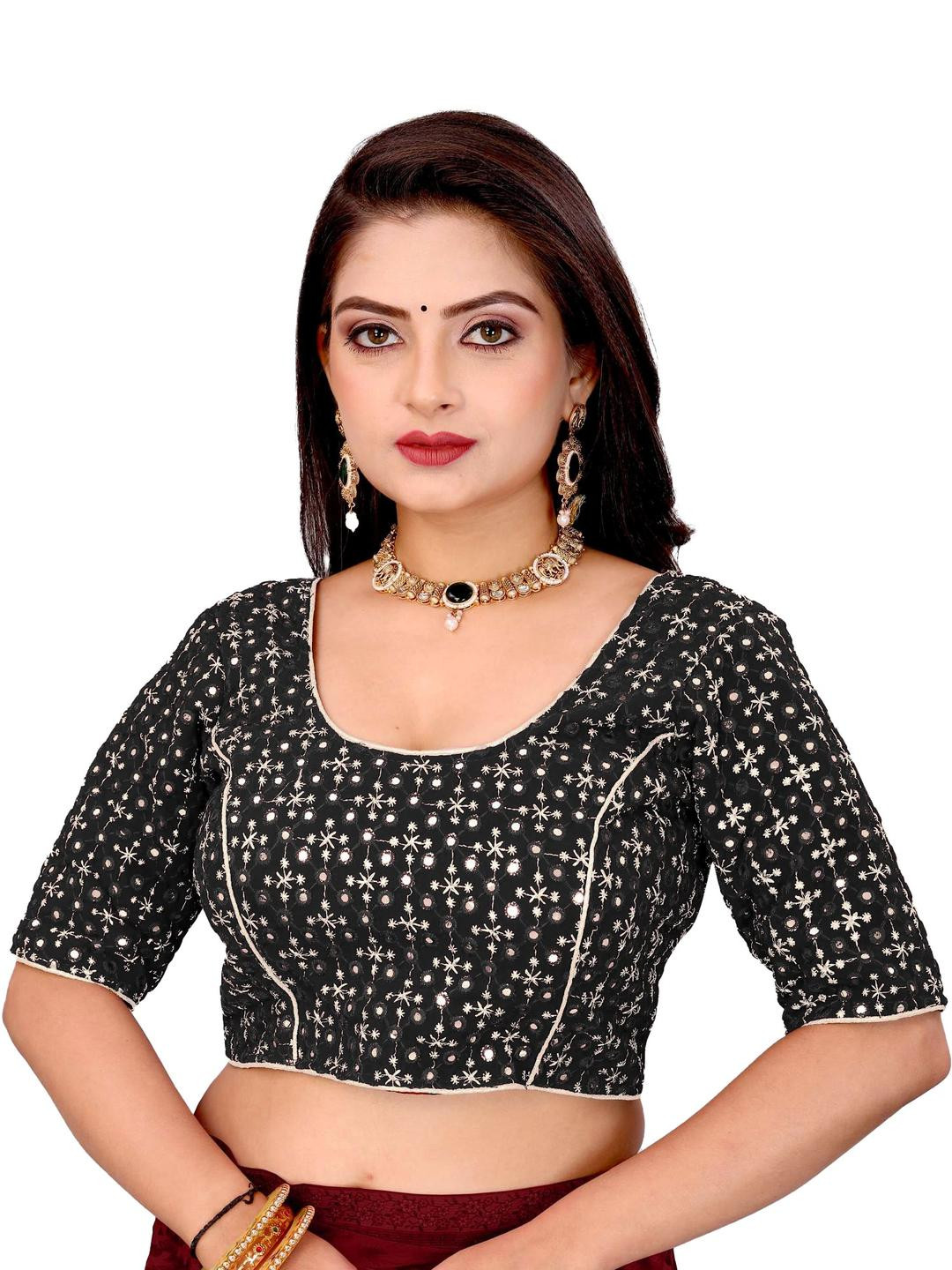 PU Fashion Women Mirror Work & Zari Embroidery Georgette Blouse
