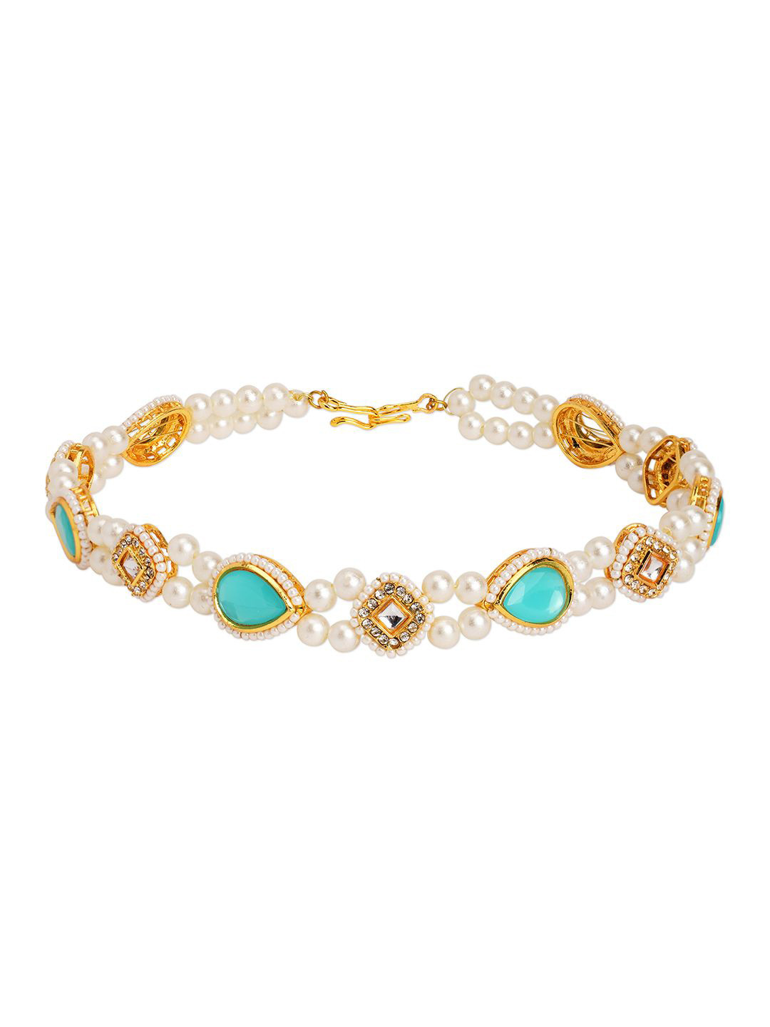 RIBBON CANDY Gold-Tone Stone Studded Head Jewellery