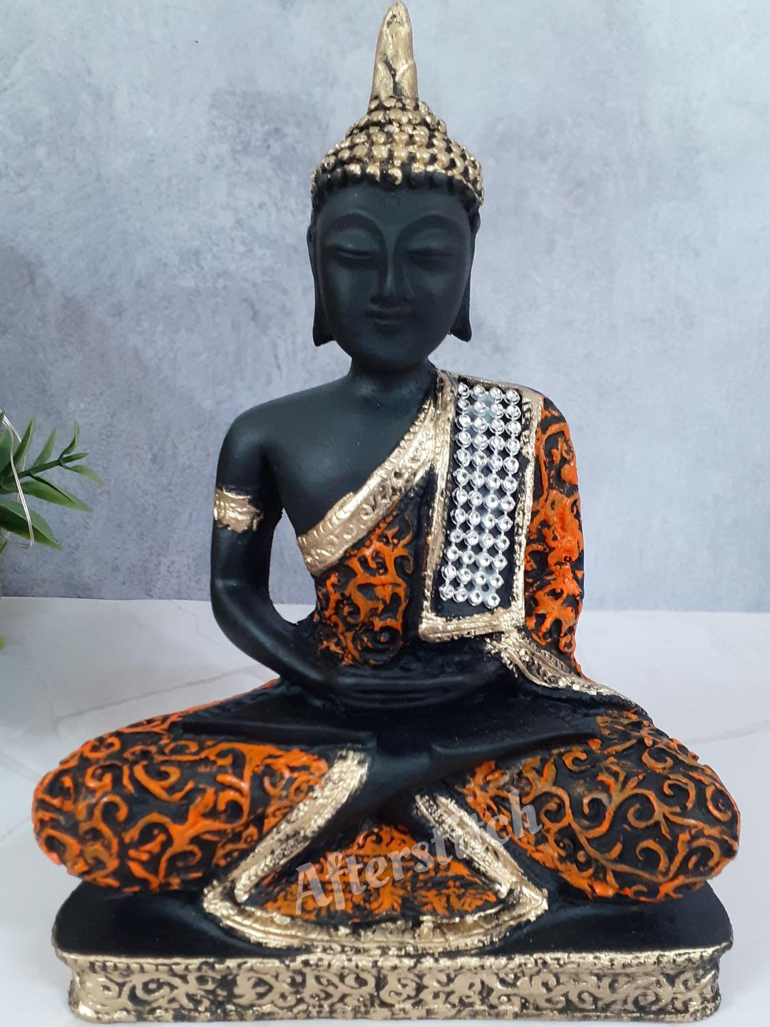 Afterstitch Orange Buddha Idol Showpiece
