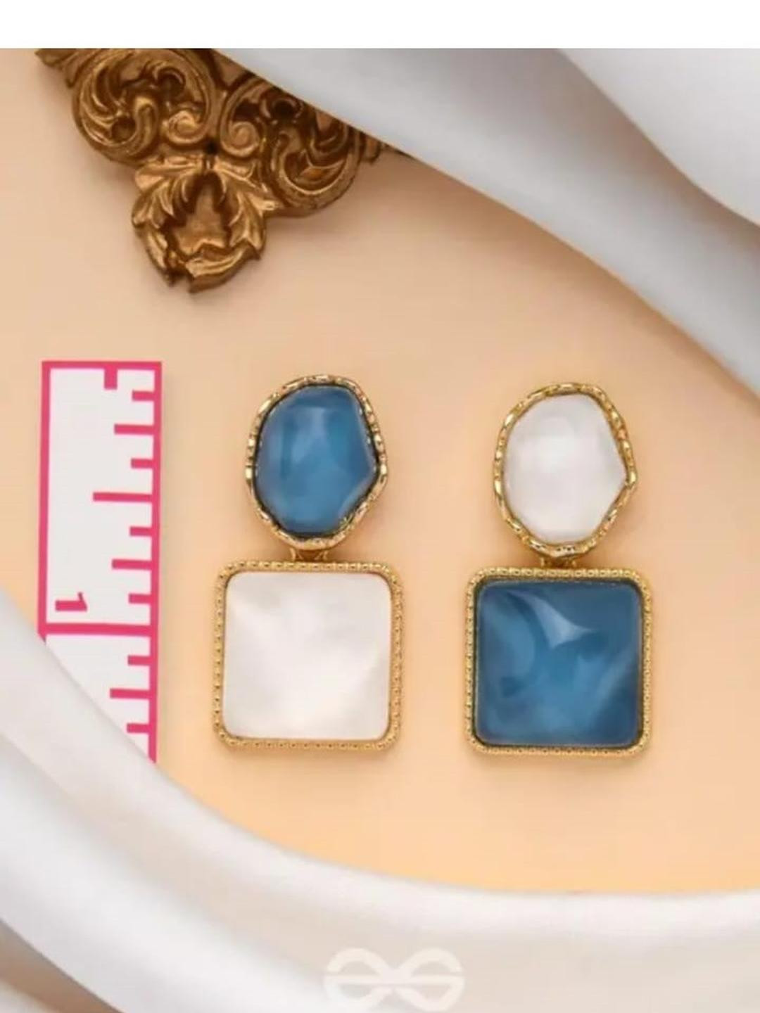 Amrav Women white and blue stone Earrings