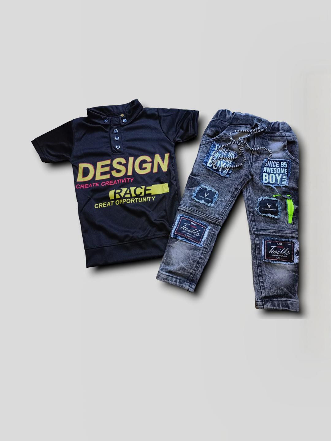 Gori Garmentss Boys Printed T-shirt and jeans