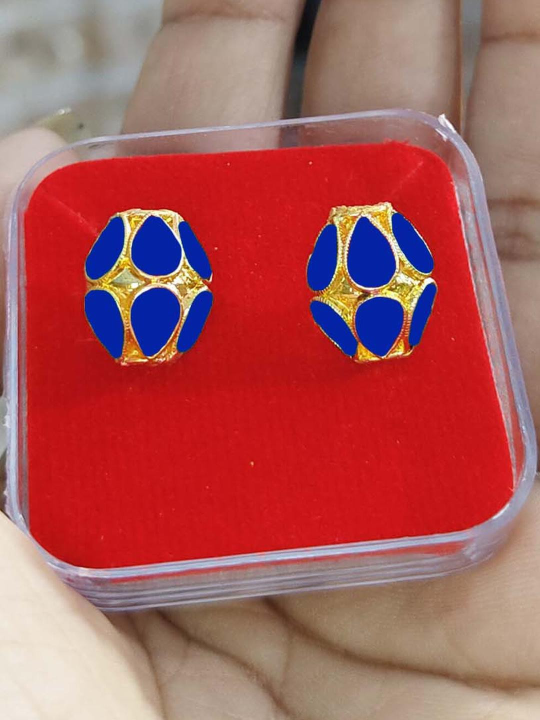 Balaji Gold Oval  Studs Earrings