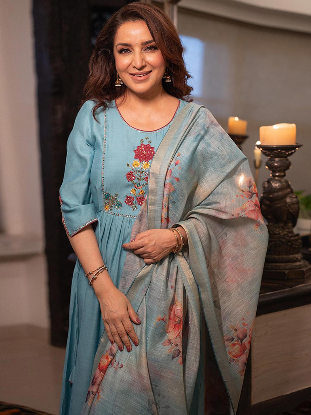Peachmode Women Viscose Rayon Kurti & Trousers With Dupatta
