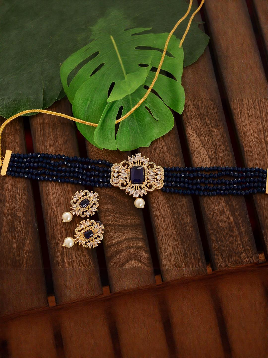 Tanusha Jewels Brass Gold-Plated Jewellery Set