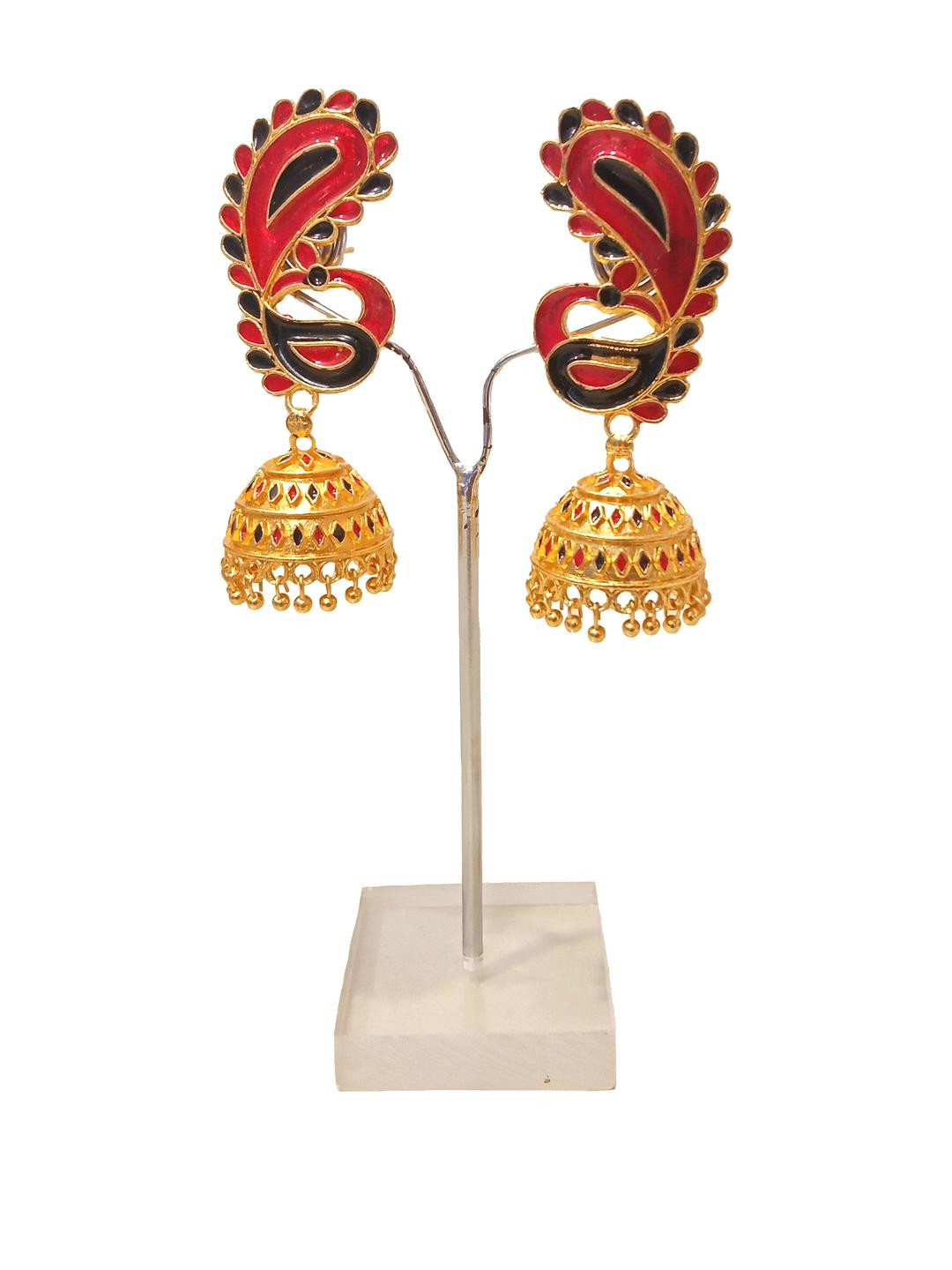 Balaji Gold Circular Drop Earrings
