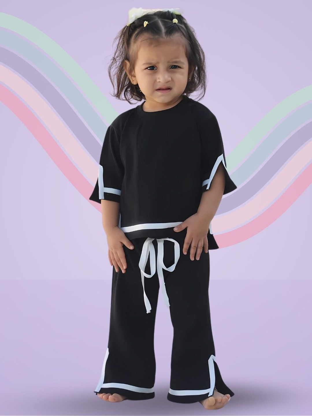 BLOOD PANTHER Girls Round Neck T-shirt With Palazzos