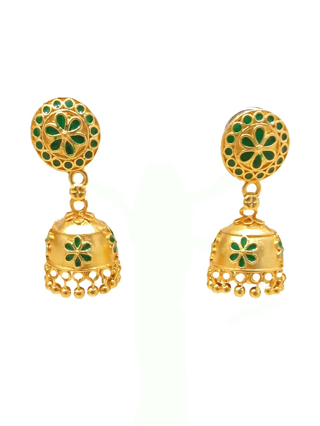 Balaji Gold Geometric Jhumkas Earrings
