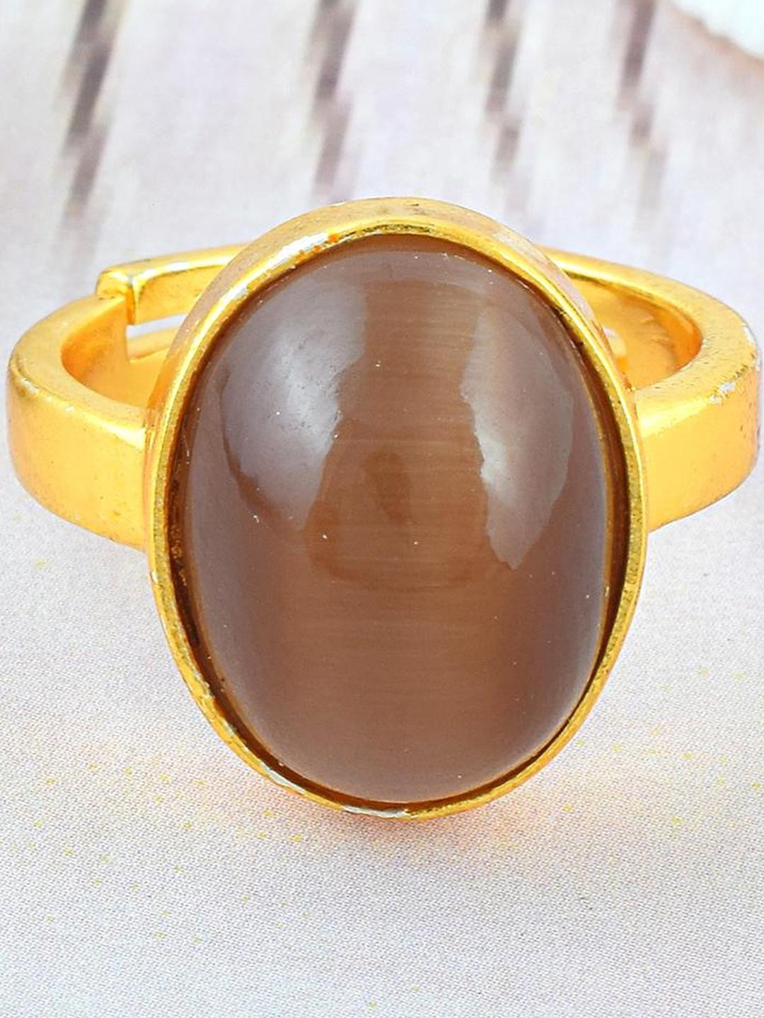 MEMOIR Brass Gold Cats Eye Finger Ring