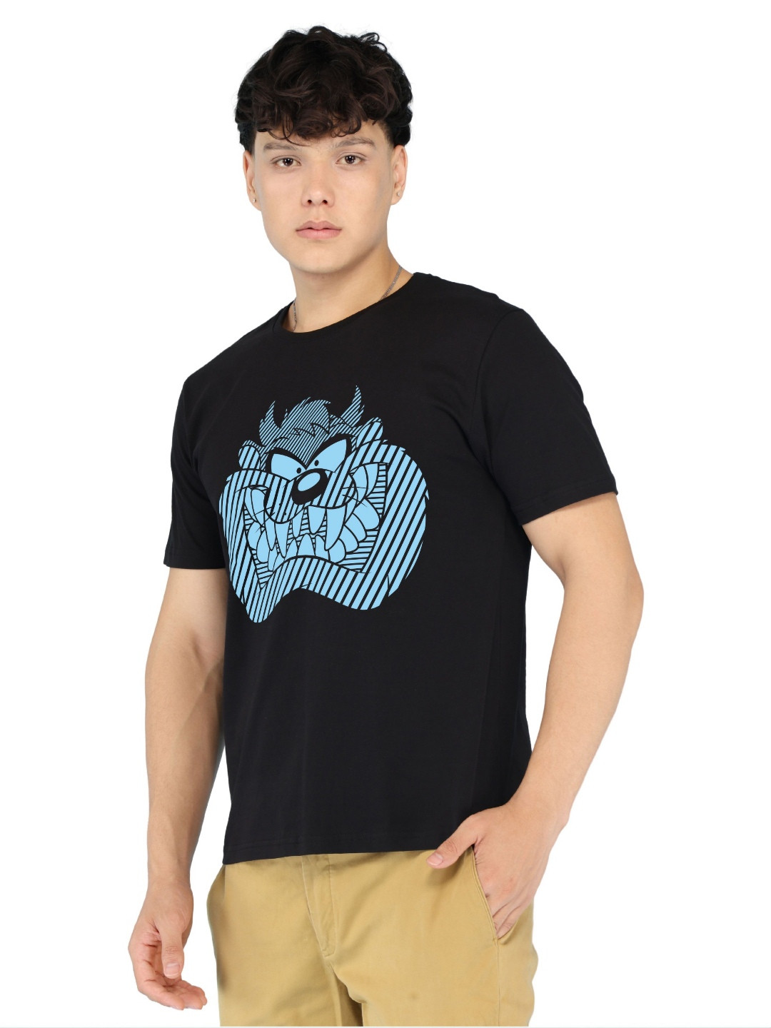 BRAWNY BATTLER Men Looney Tunes Graphic Printed Round Neck Cotton T-shirt