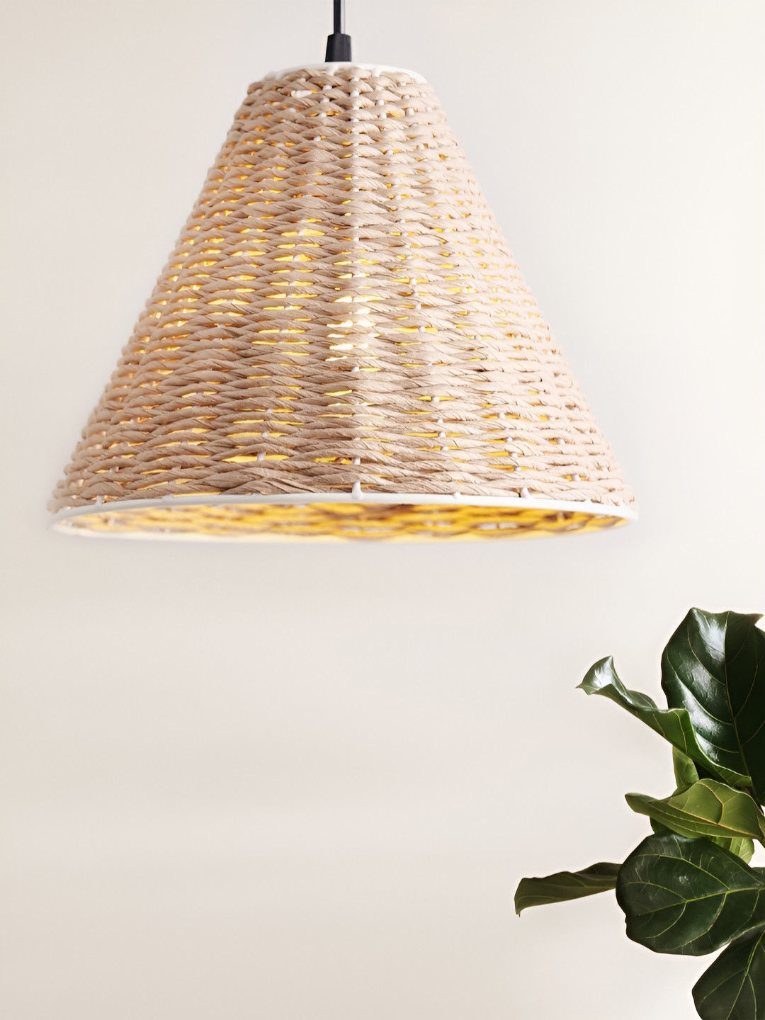 Decazone Beige Rattan Hanging Boho Ceiling Lamp