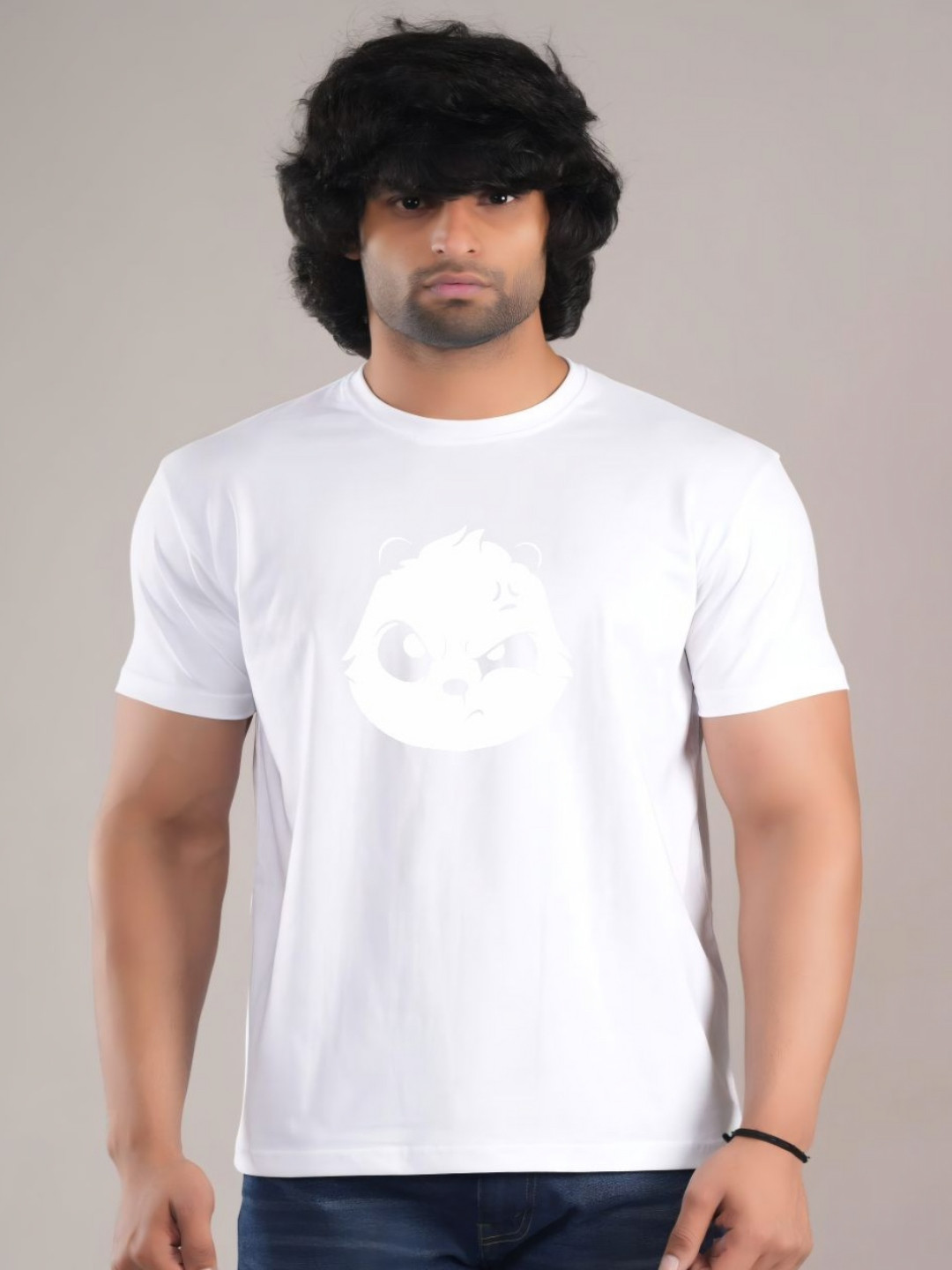 HESHA Graphic Panda Round Neck Regular Fit Cotton T-shirt