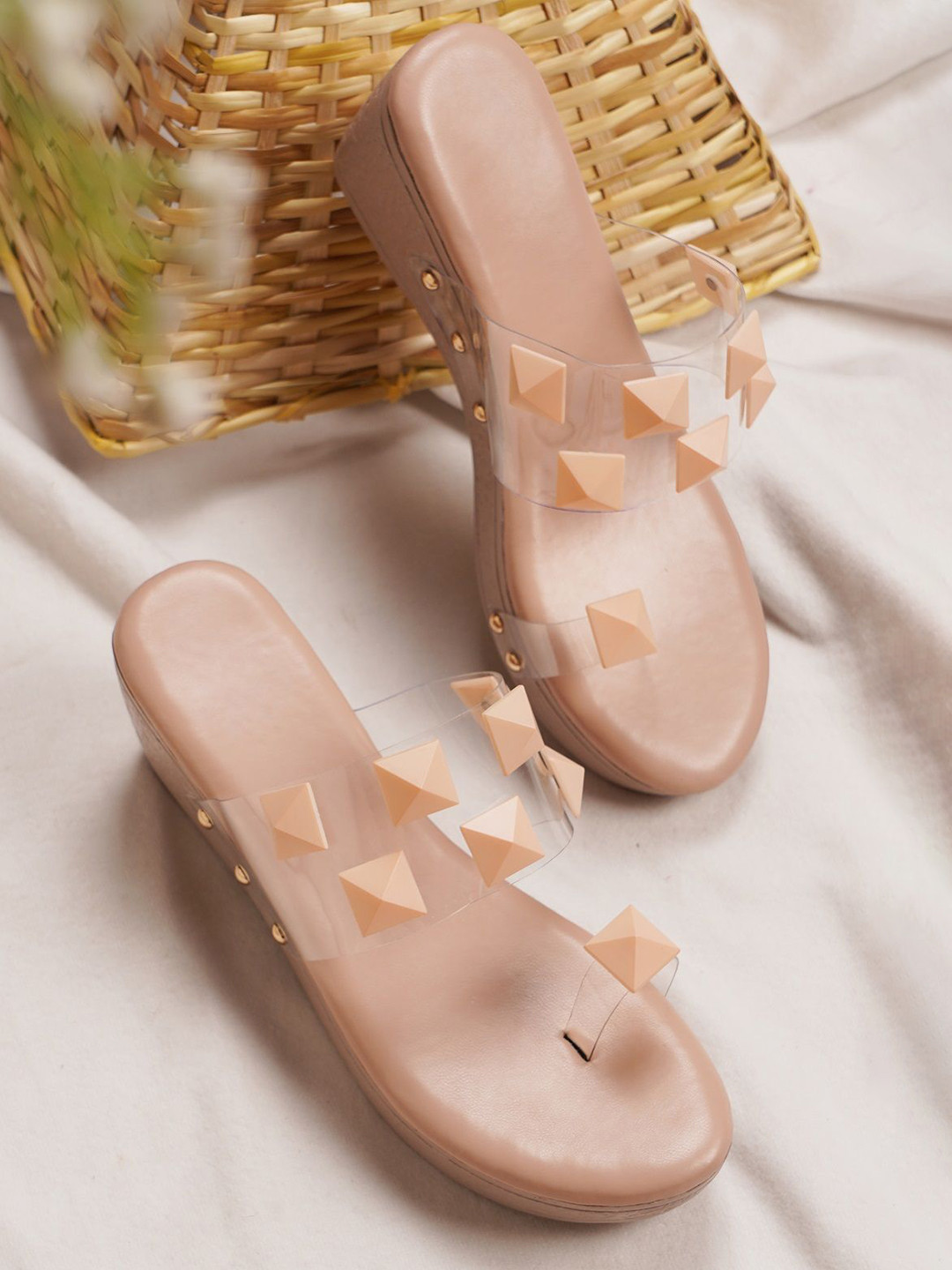 Froh Feet Women Embellished Transparent Wedge Heel Sandals