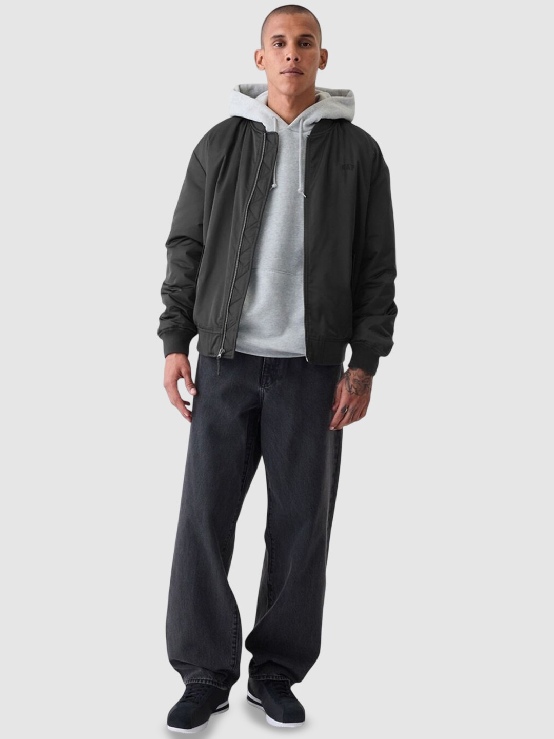 GAP Regular Fit Zip-Front Bomber Jacket With Logo Embroidered