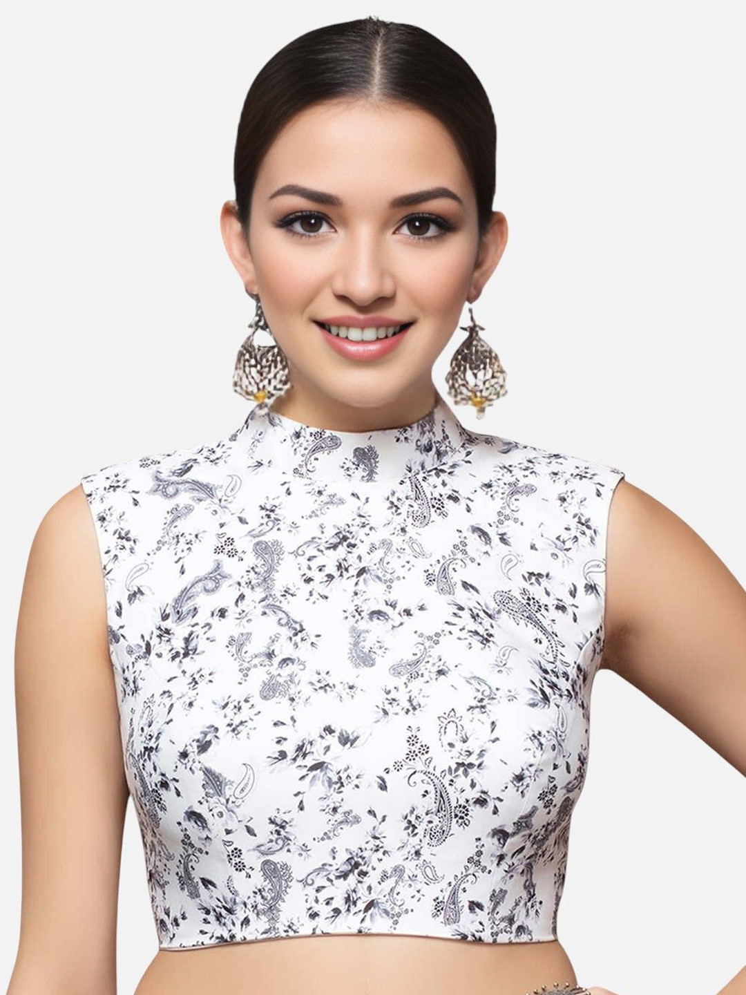 Biyu Floral Printed Readymade Saree Blouse