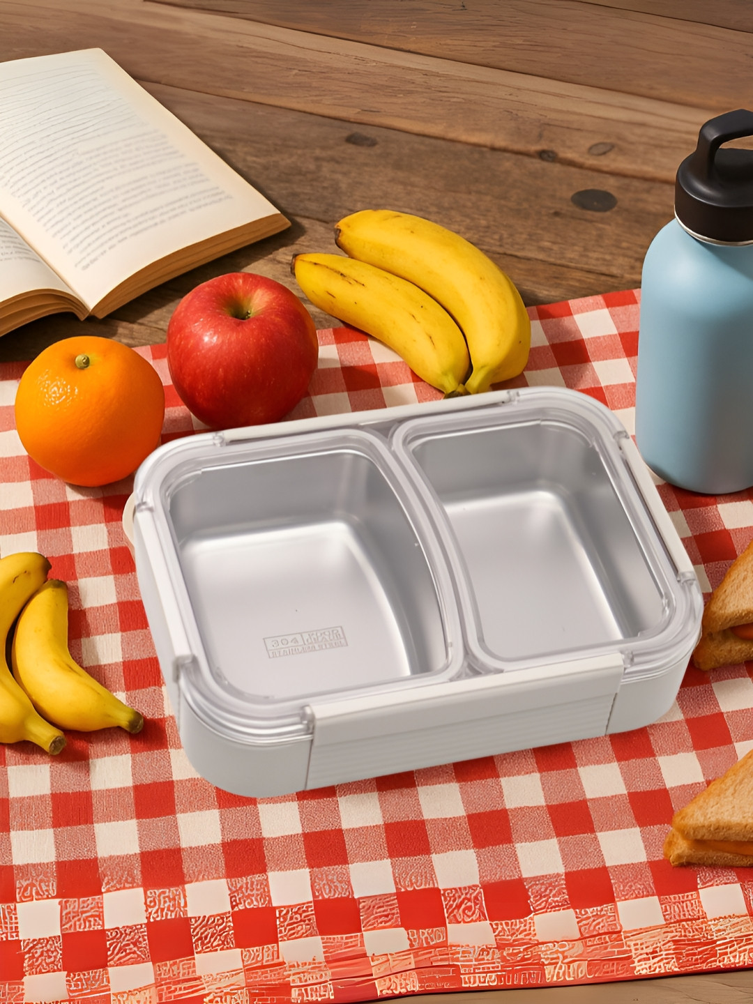 Myntra Elegant Homes Beige Stainless Steel Dishwasher Safe Lunch Box