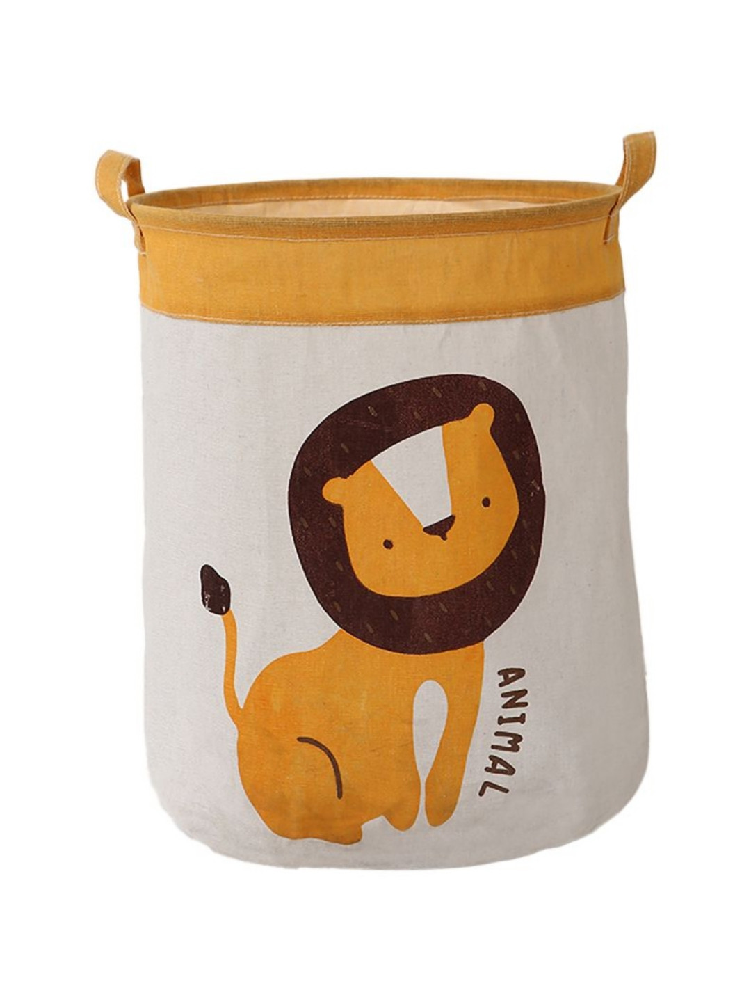 HOKIPO Kids Orange-Colored & White Lion Laundry Storage Bag