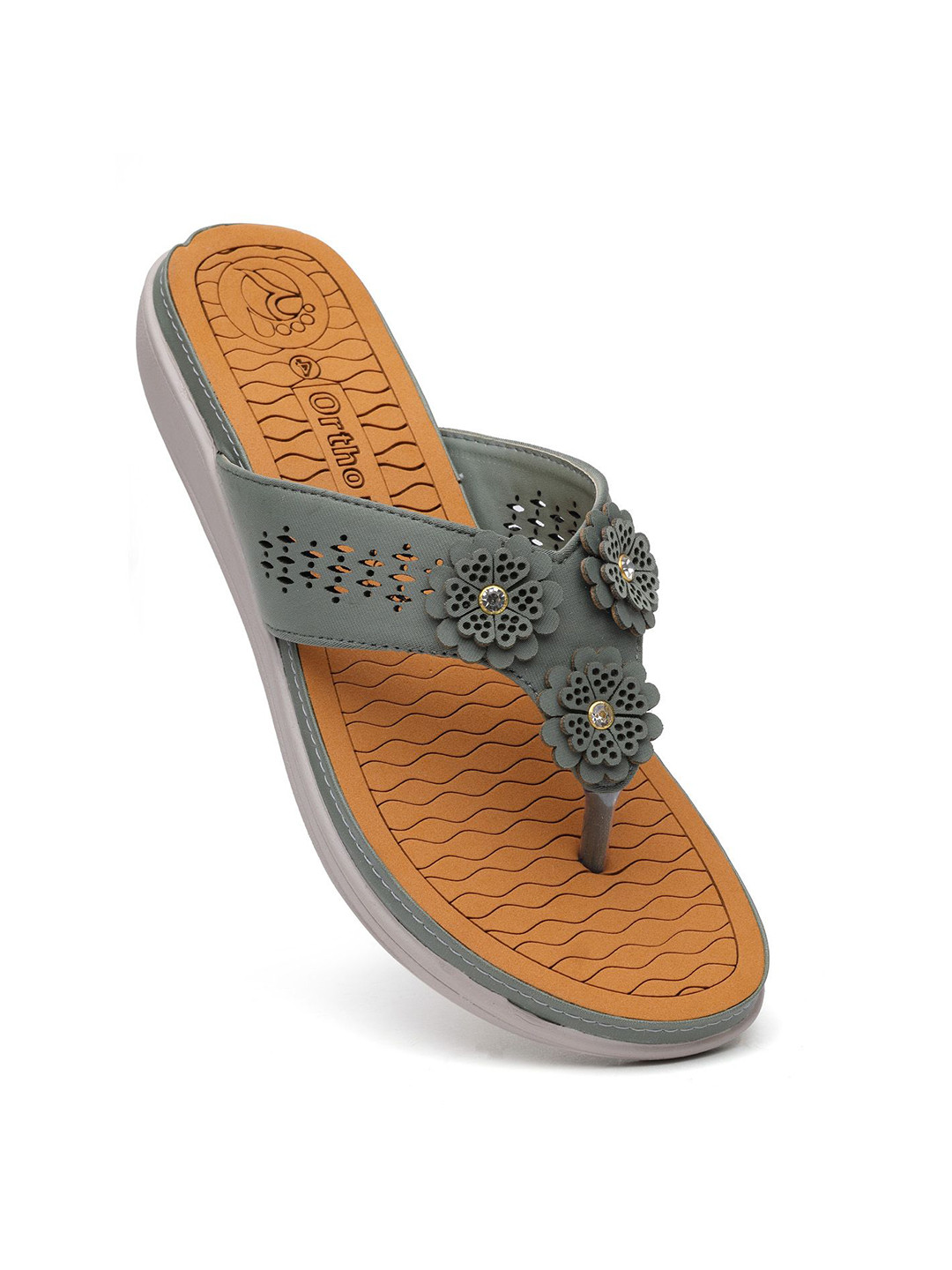 Ortho Rest Women Printed T-Strap Flats