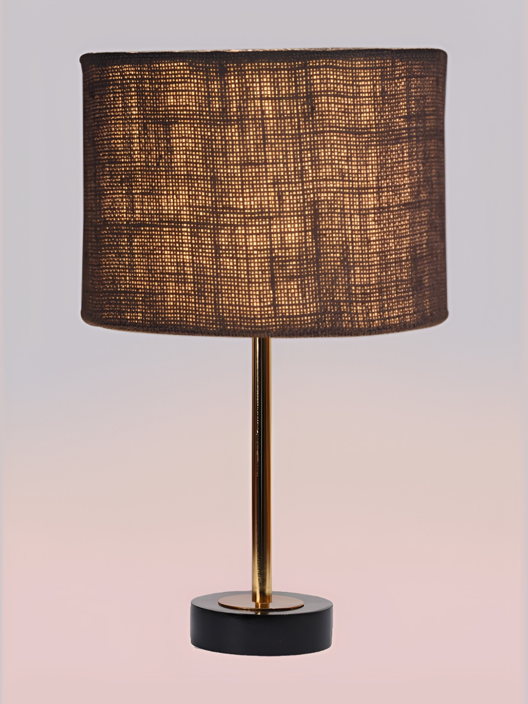 Aura Grey Metal Textured Cylindrical Shaped Table Lamp