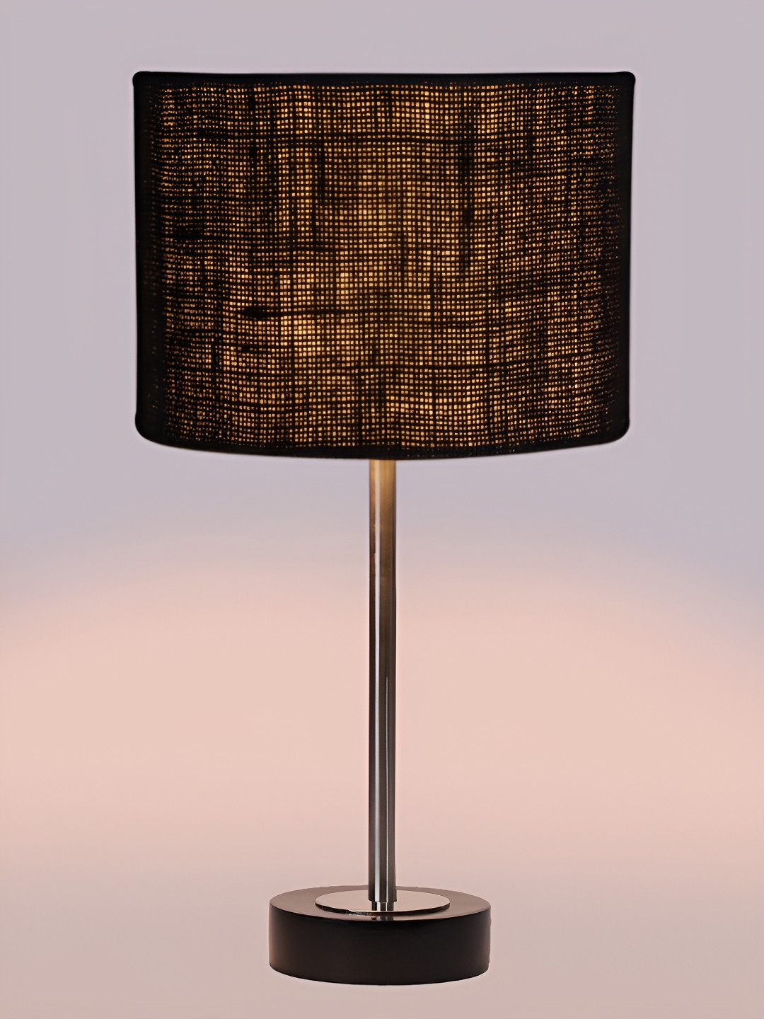Aura Black & Steel Metal Cylindrical Shaped Table Lamp