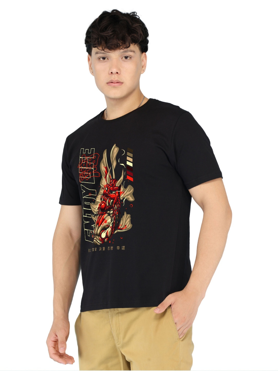 BRAWNY BATTLER Men Graphic Printed Round Neck Cotton T-shirt